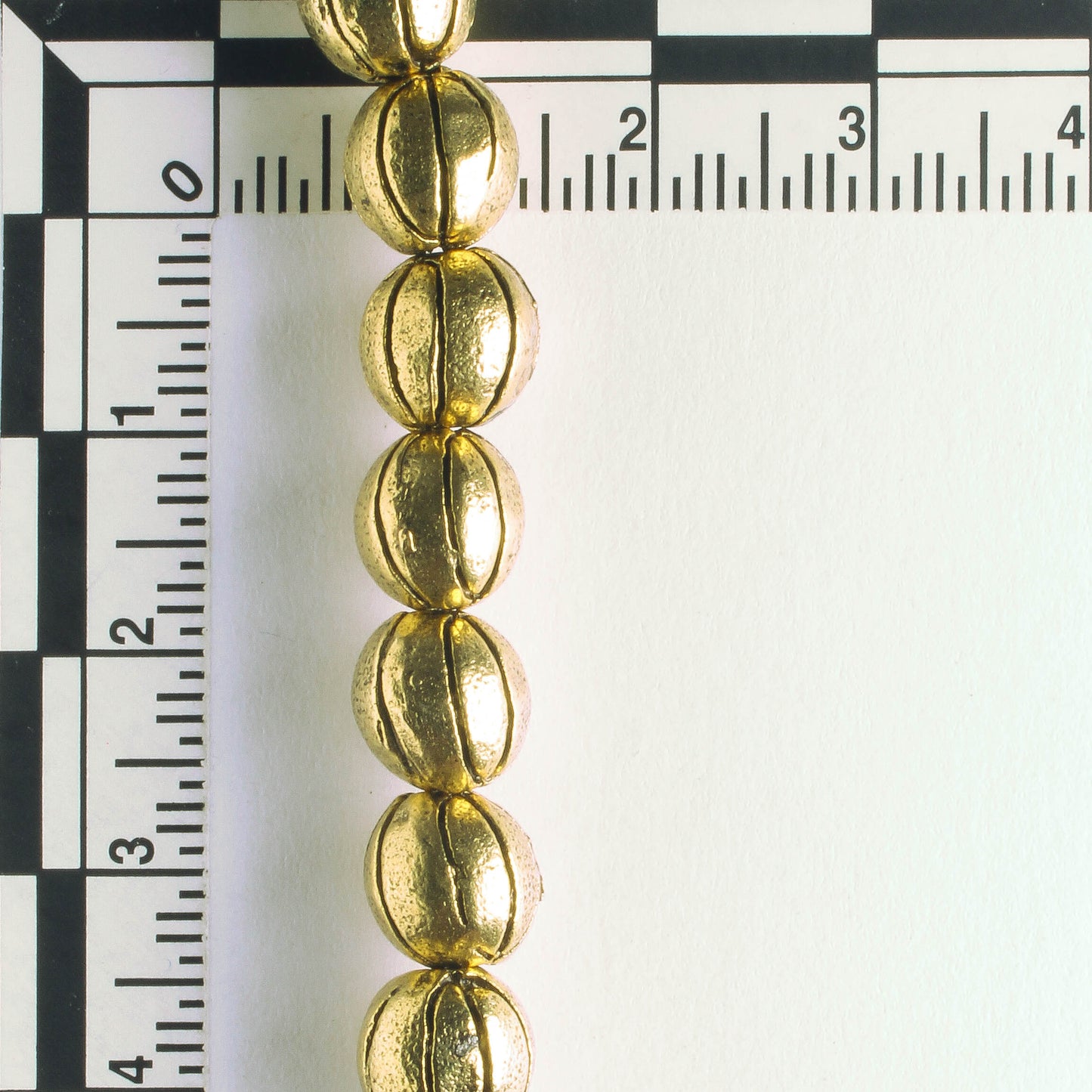 Pewter Beads, Gold Plated - 8" Strand