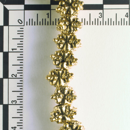Pewter Beads, Gold Plated - 8" Strand