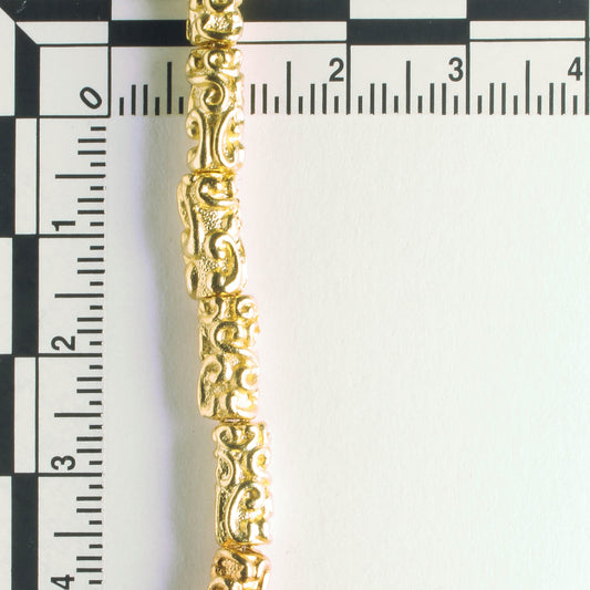 Pewter Beads, Gold Plated - 8" Strand