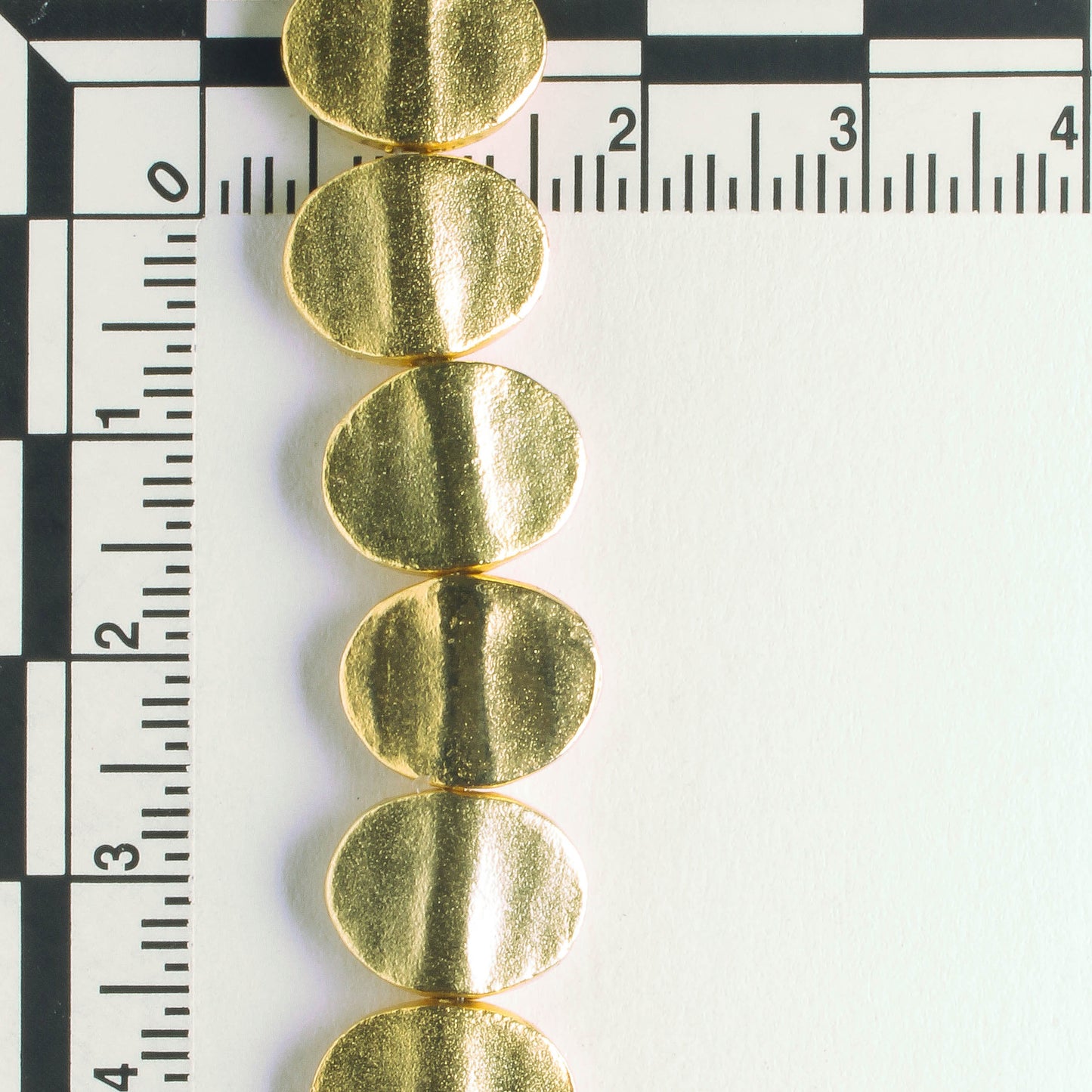 Pewter Beads, Gold Plated - 8" Strand