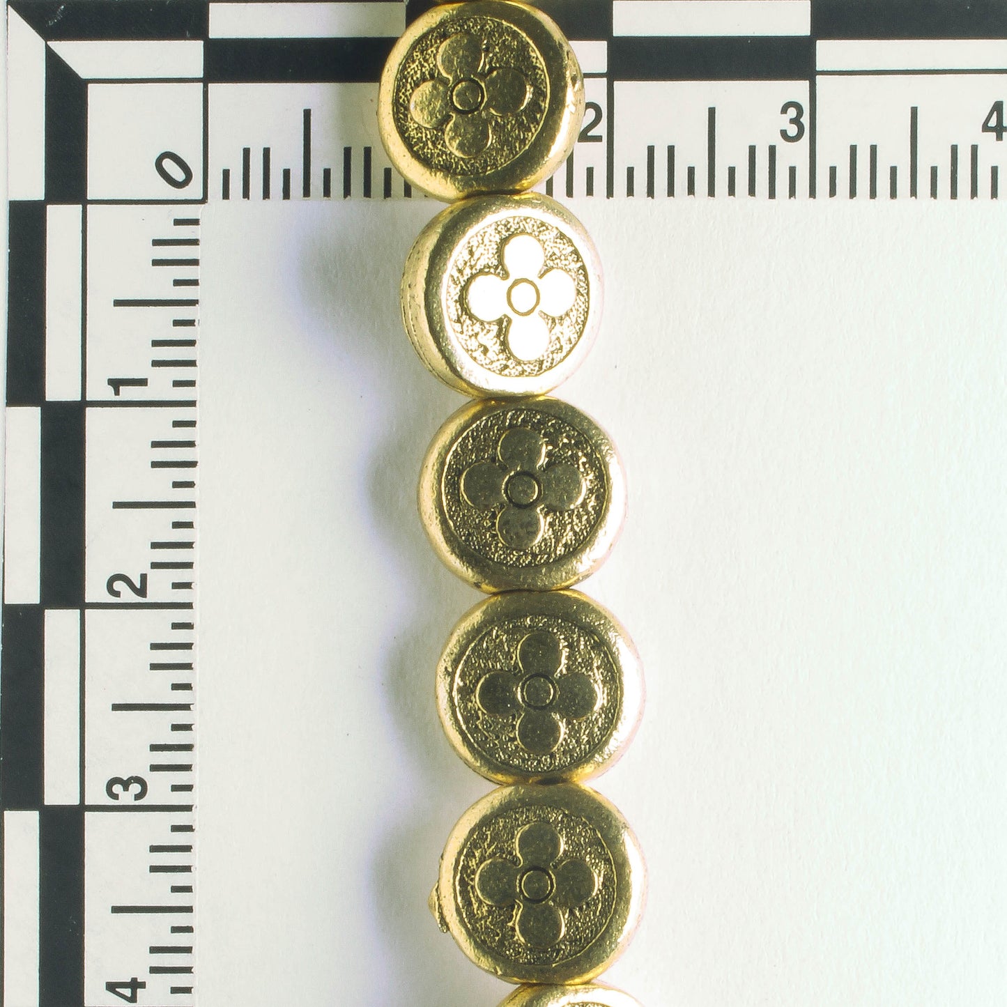 Pewter Beads, Gold Plated - 8" Strand