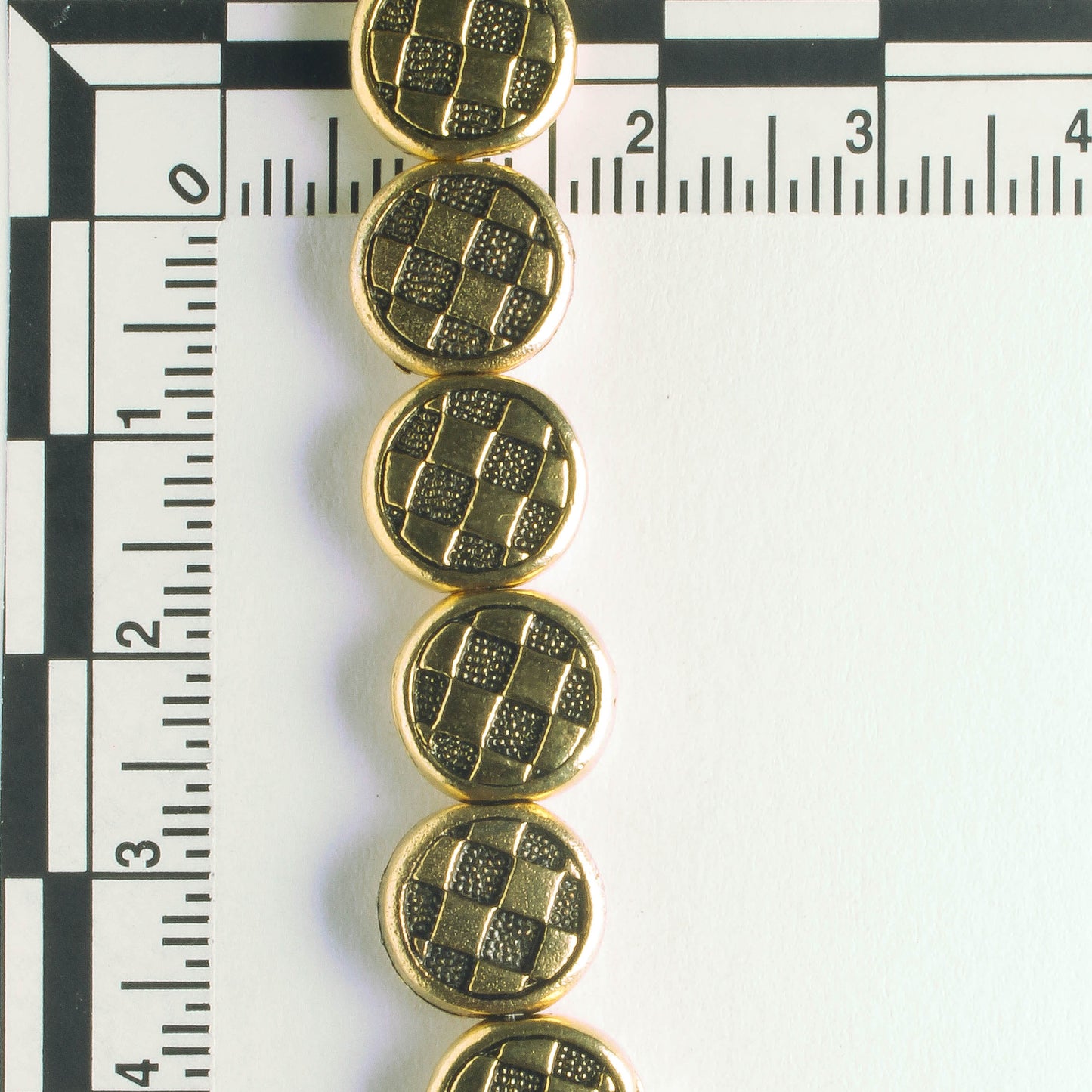 Pewter Beads, Gold Plated - 8" Strand