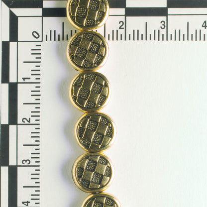 Pewter Beads, Gold Plated - 8" Strand