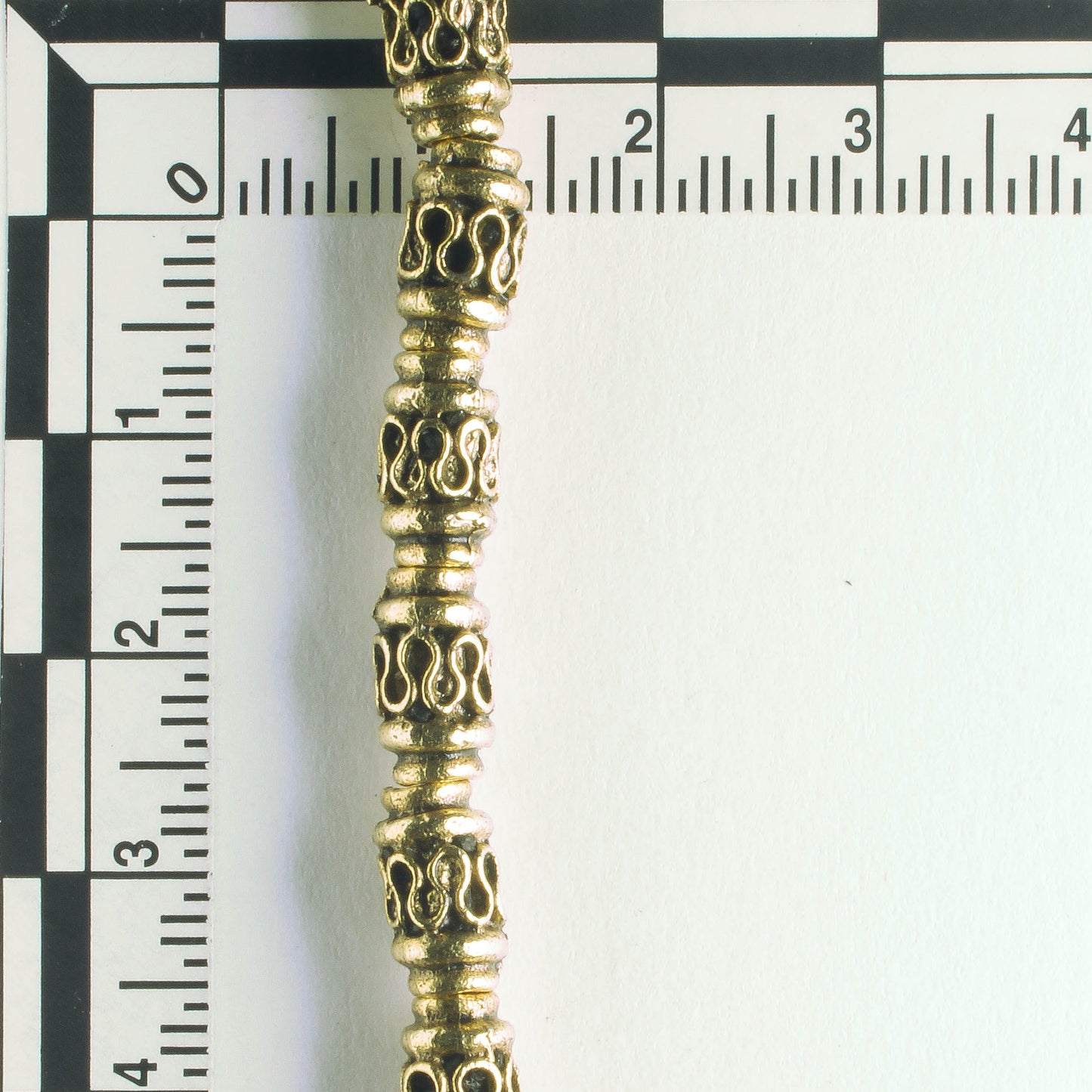 Pewter Beads, Gold Plated - 8" Strand