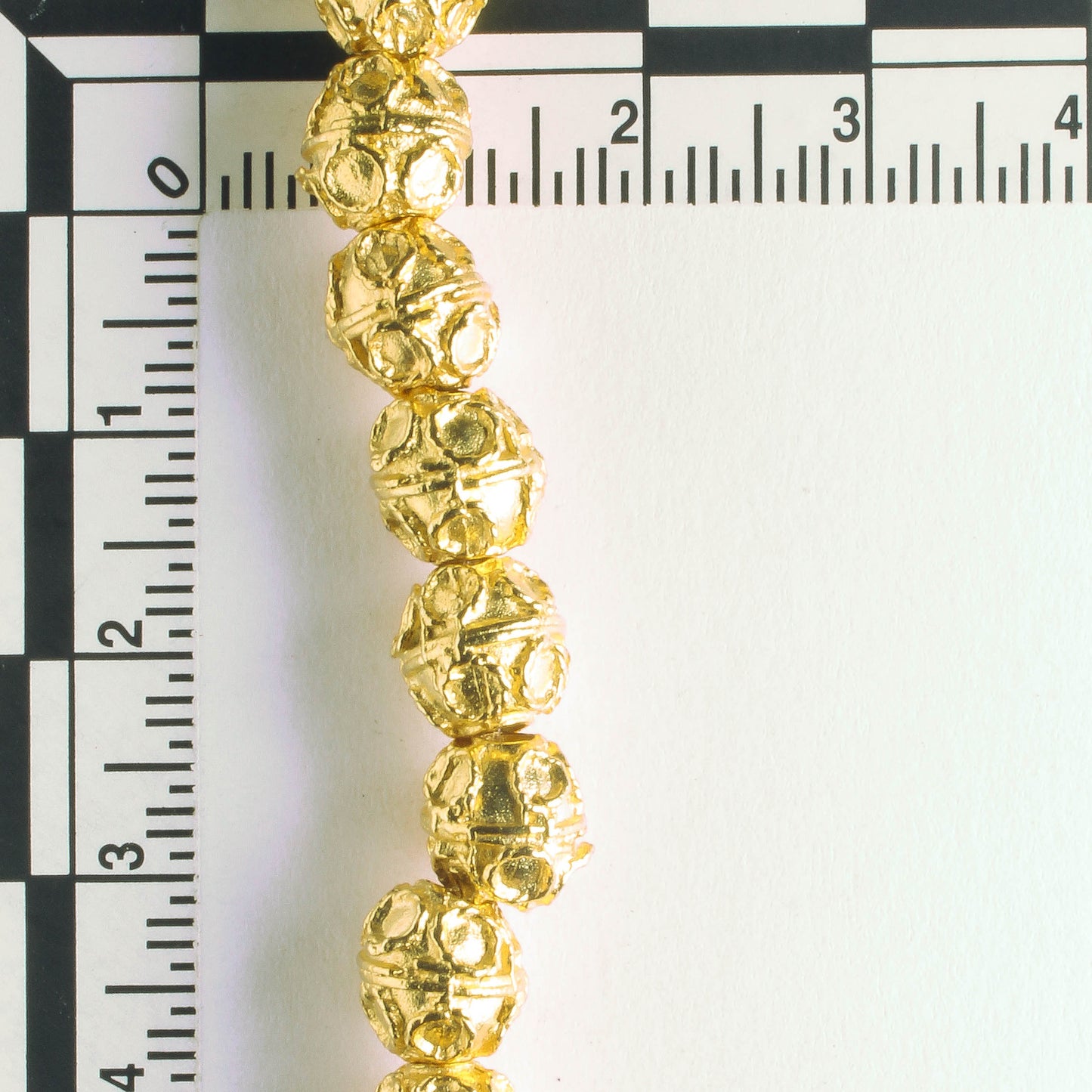 Pewter Beads, Gold Plated - 8" Strand