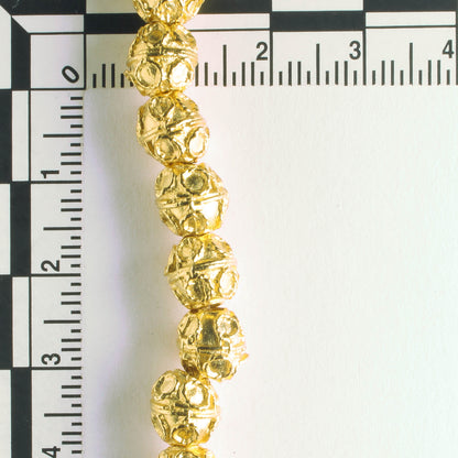Pewter Beads, Gold Plated - 8" Strand