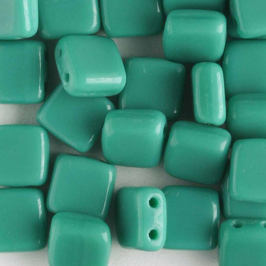 2 Hole Tile Persian Turquoise  - 25 beads