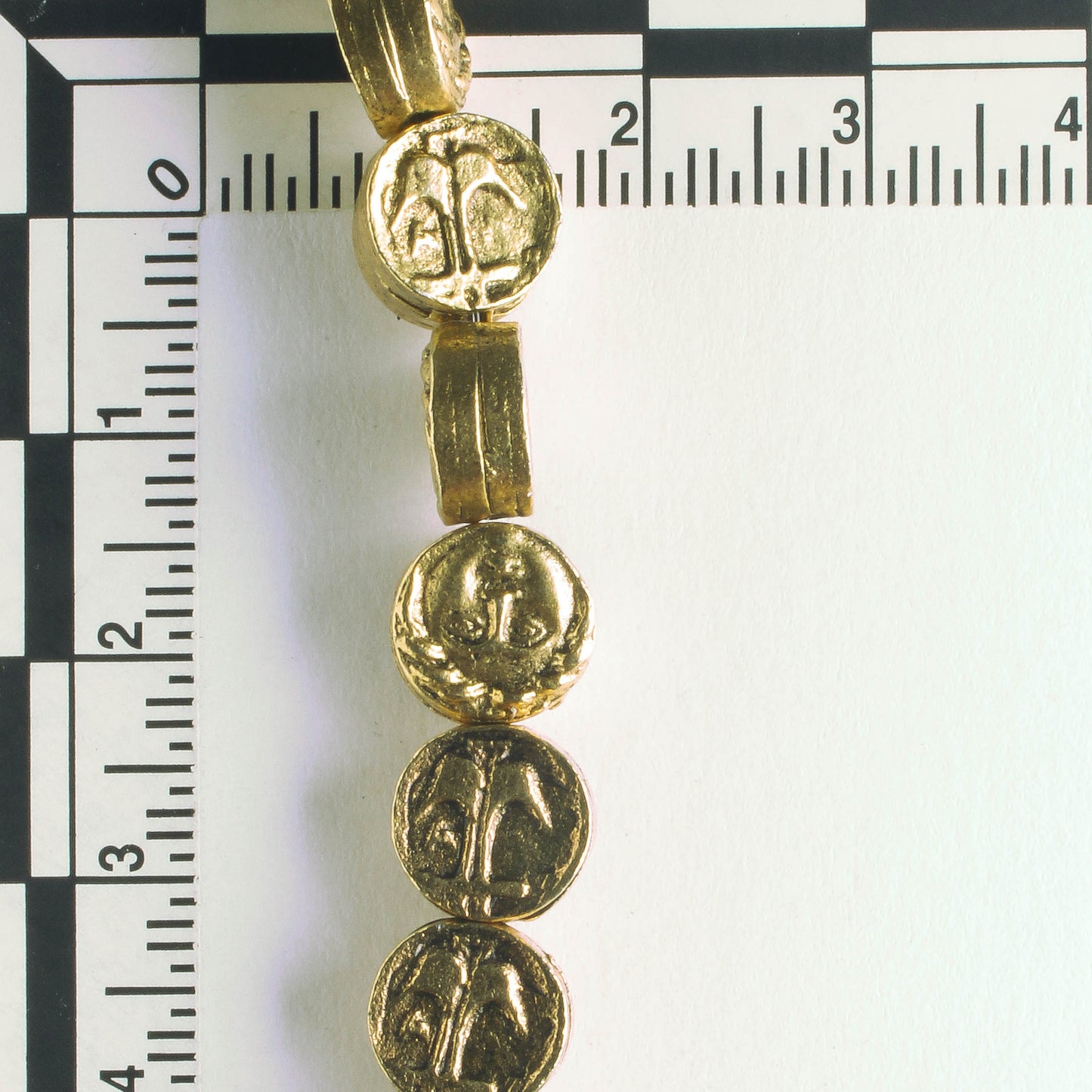 Pewter Beads, Gold Plated - 8" Strand