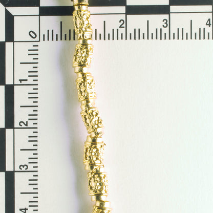 Pewter Beads, Gold Plated - 8" Strand