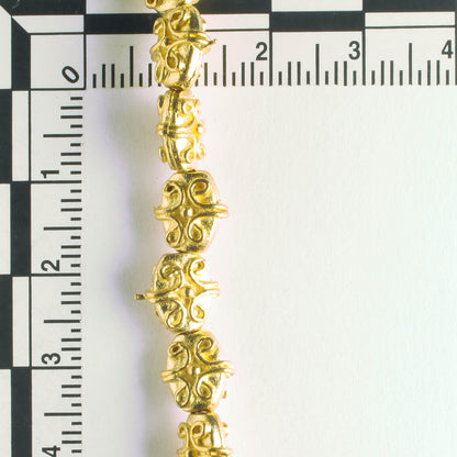 Pewter Beads, Gold Plated  - 8" Strand