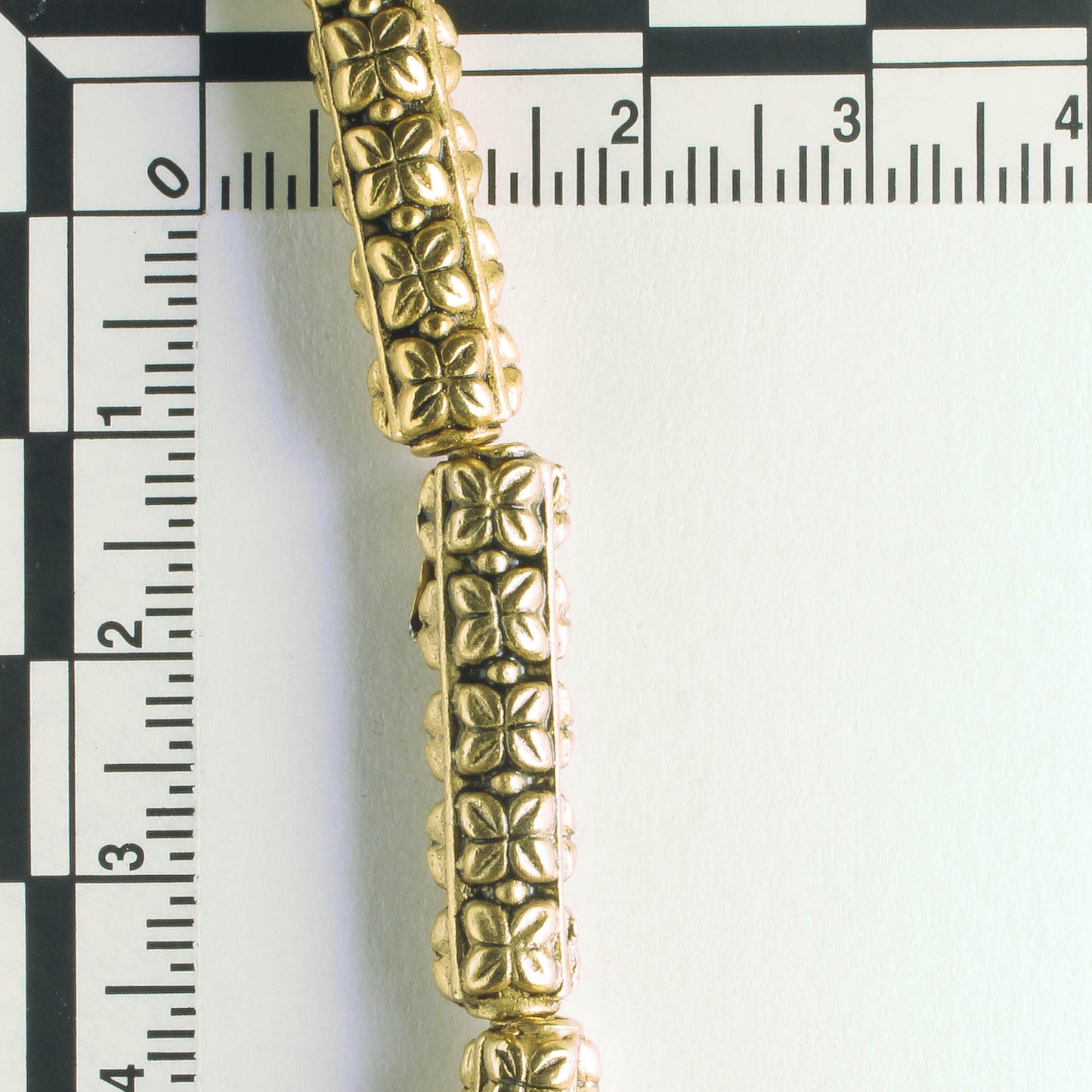 Pewter Beads, Gold Plated - 8" Strand