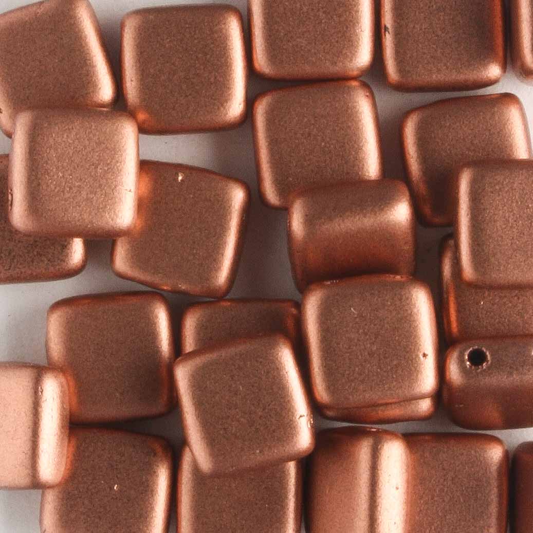 2 Hole Tile Matte Copper - 25 beads