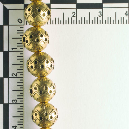 Pewter Beads, Gold Plated - 8" Strand