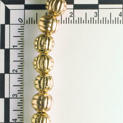 Pewter Beads, Gold Plated - 8" Strand