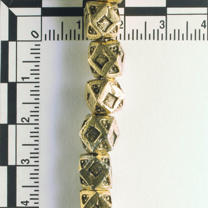 Pewter Beads, Gold Plated - 8" Strand