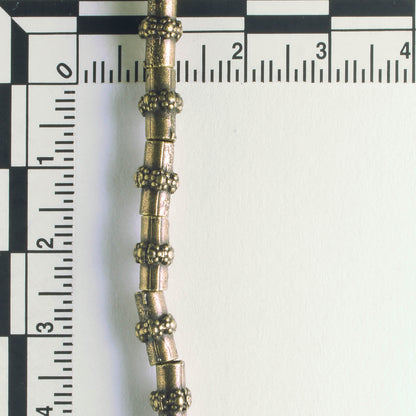 Pewter Beads, Brass Plated - 8" Strand