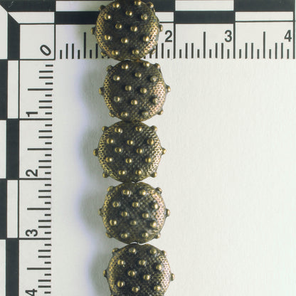 Pewter Beads, Brass Plated - 8" Strand