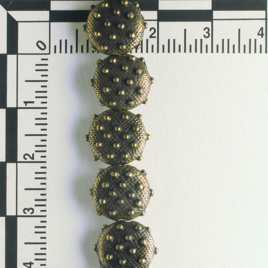 Pewter Beads, Brass Plated - 8" Strand