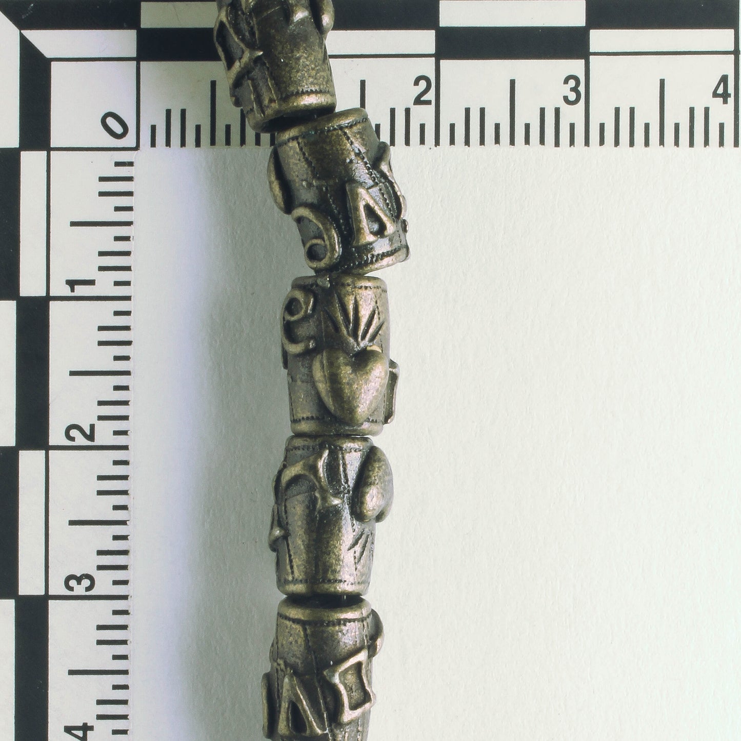 Pewter Beads, Brass Plated - 8" Strand