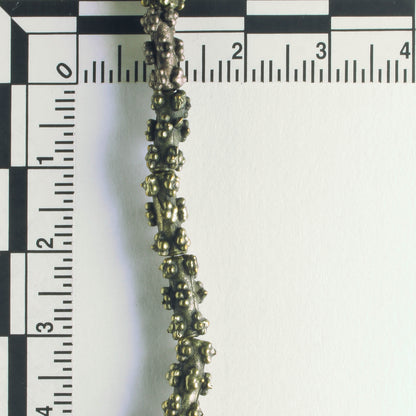Pewter Beads, Brass Plated - 8" Strand