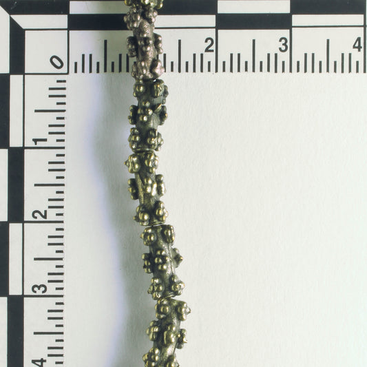 Pewter Beads, Brass Plated - 8" Strand