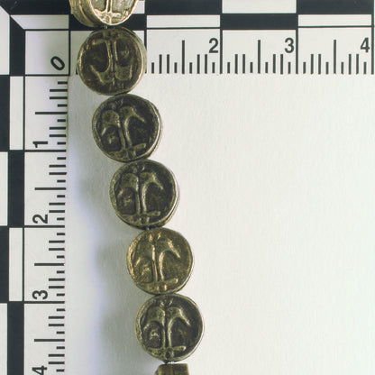 Pewter Beads, Brass Plated - 8" Strand
