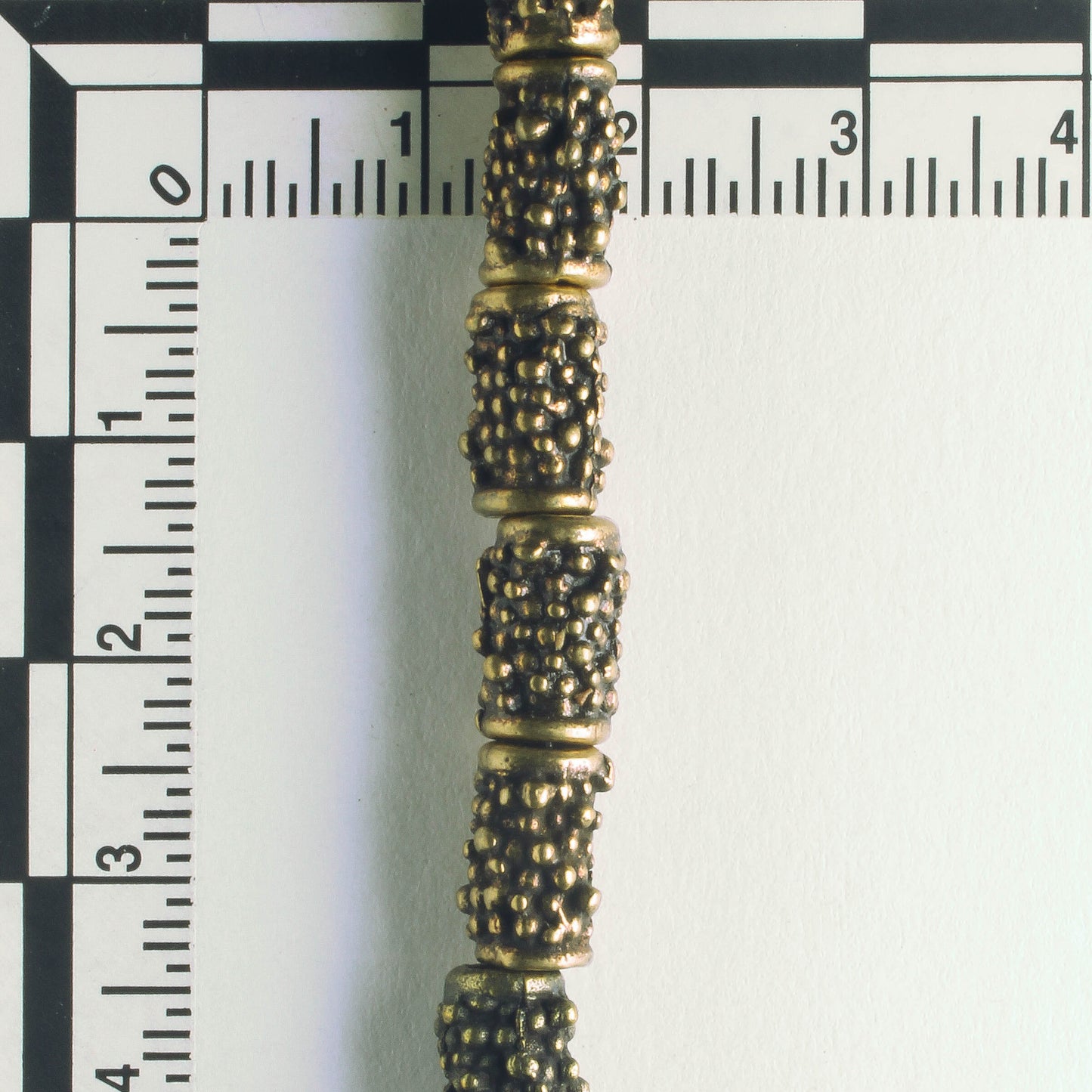 Pewter Beads, Brass Plated - 8" Strand
