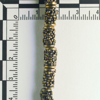 Pewter Beads, Brass Plated - 8" Strand