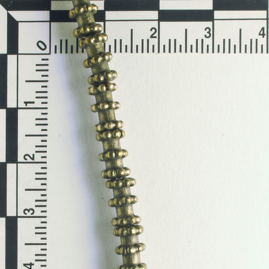 Pewter Beads, Brass Plated - 8" Strand