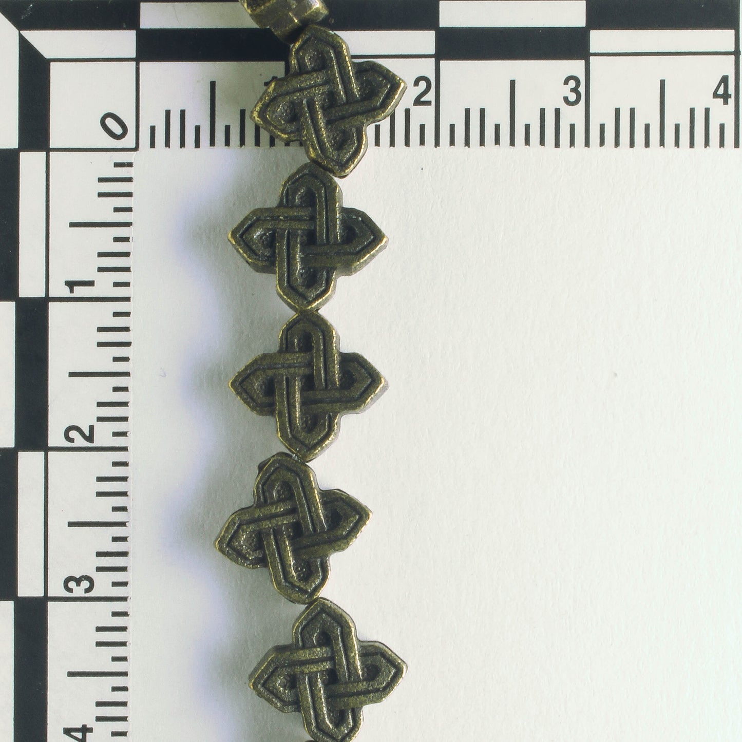 Pewter Beads, Brass Plated - 8" Strand