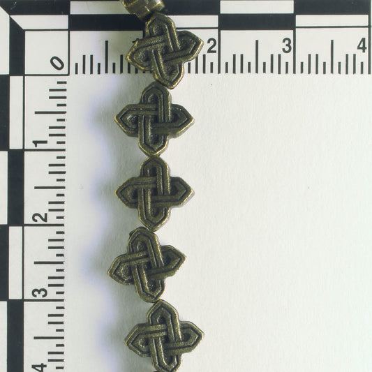 Pewter Beads, Brass Plated - 8" Strand