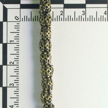 Pewter Beads, Brass Plated - 8" Strand