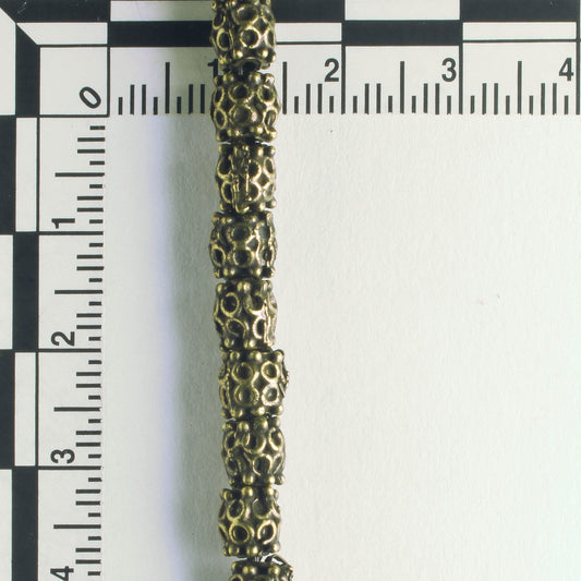 Pewter Beads, Brass Plated - 8" Strand
