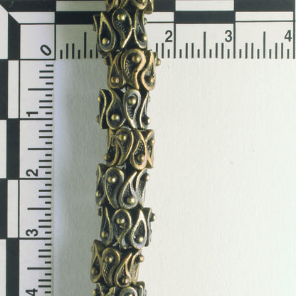 Pewter Beads, Brass Plated - 8" Strand