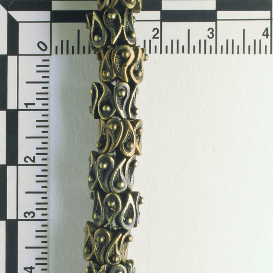 Pewter Beads, Brass Plated - 8" Strand