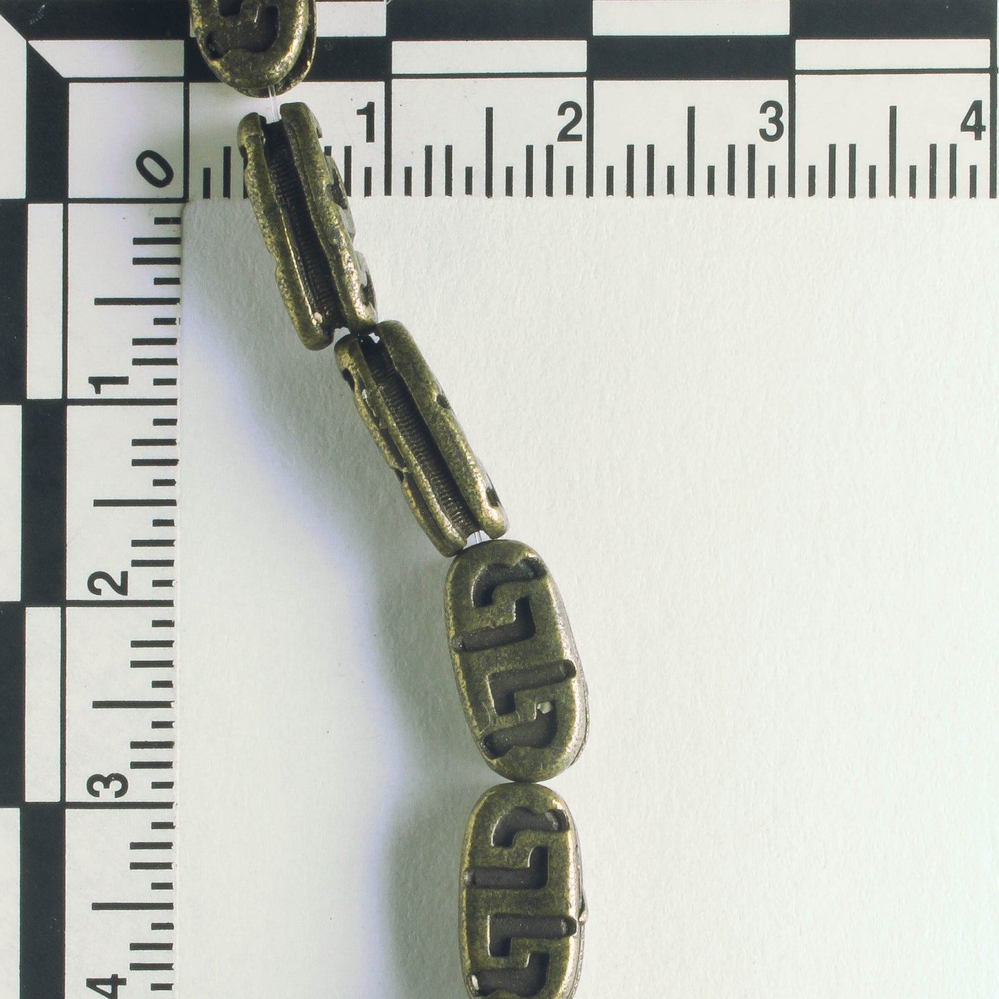 Pewter Beads, Brass Plated - 8" Strand