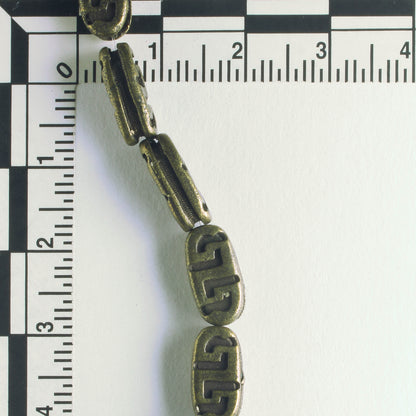 Pewter Beads, Brass Plated - 8" Strand