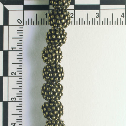 Pewter Beads, Brass Plated - 8" Strand