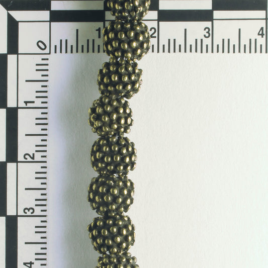 Pewter Beads, Brass Plated - 8" Strand
