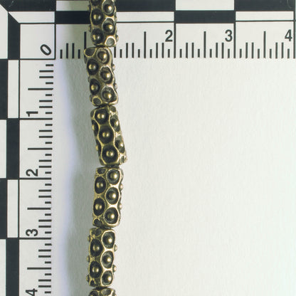 Pewter Beads, Brass Plated - 8" Strand