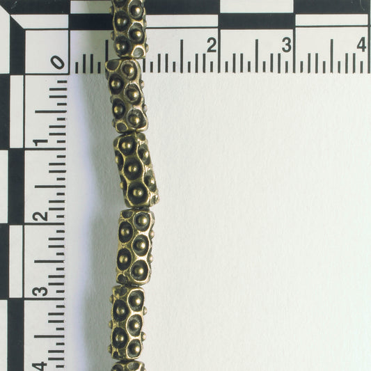 Pewter Beads, Brass Plated - 8" Strand