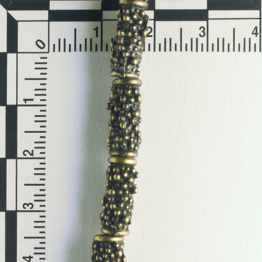 Pewter Beads, Brass Plated - 8" Strand
