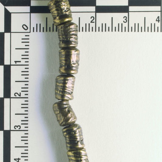 Pewter Beads, Brass Plated - 8" Strand
