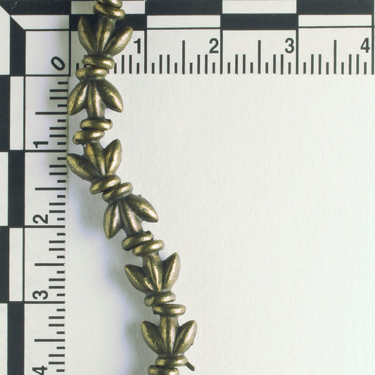 Pewter Beads, Brass Plated - 8" Strand