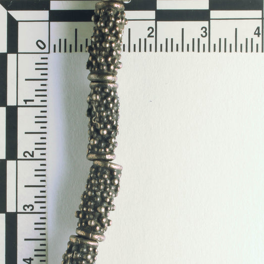 Pewter Beads, Brass plated - 8" Strand