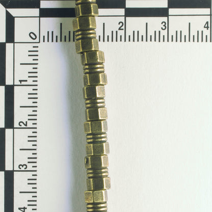 Pewter Beads, Brass Plated - 8" Strand