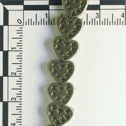 Pewter Beads, Brass Plated - 8" Strand