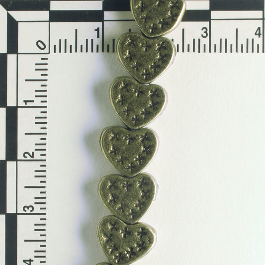 Pewter Beads, Brass Plated - 8" Strand