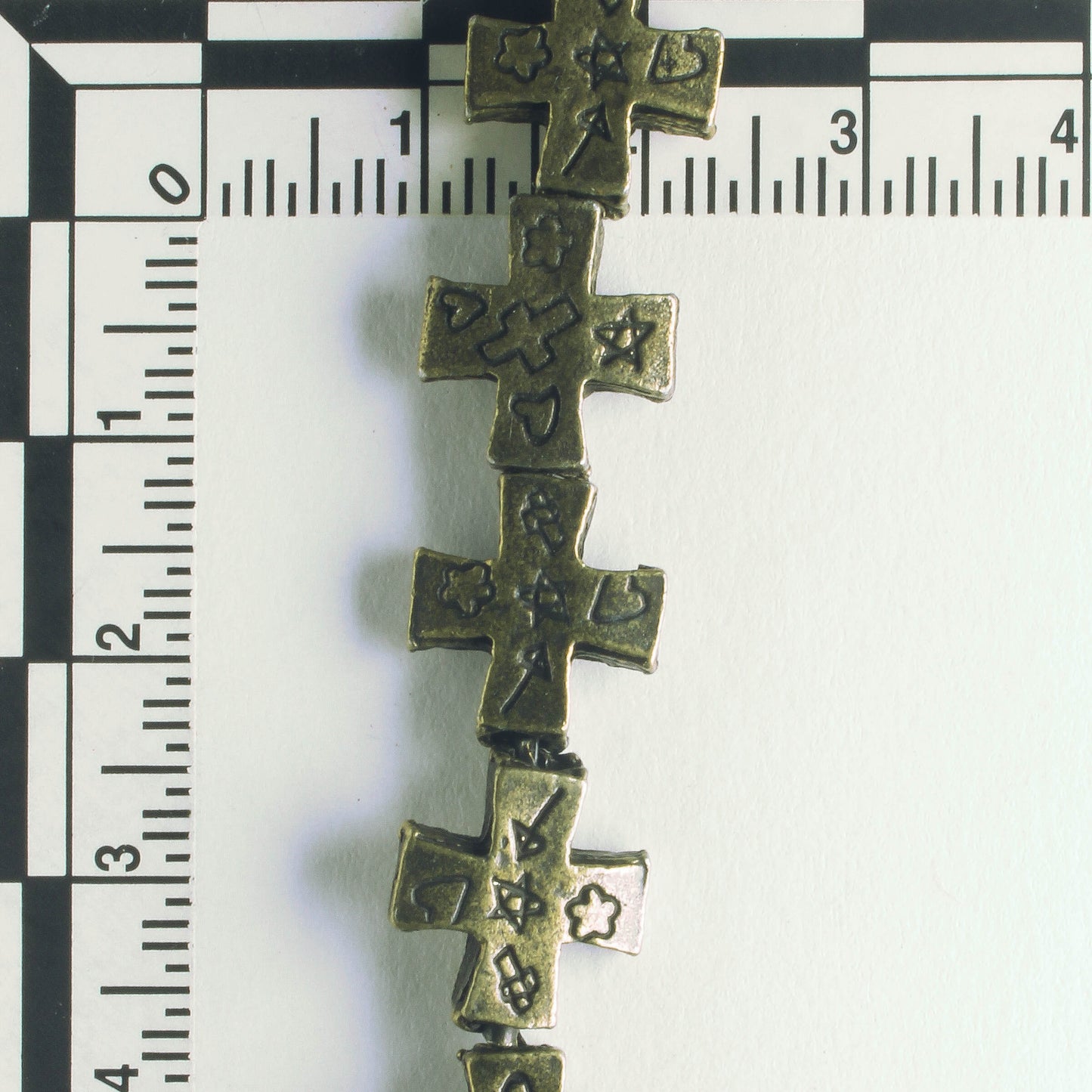 Pewter Beads, Brass Plated - 8" Strand