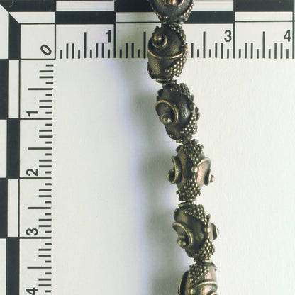 Pewter Beads, Brass Plated - 8" Strand